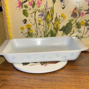 White and Blue Floral Baking Dish
